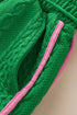 Contrast Trim Cable Textured Shorts Set